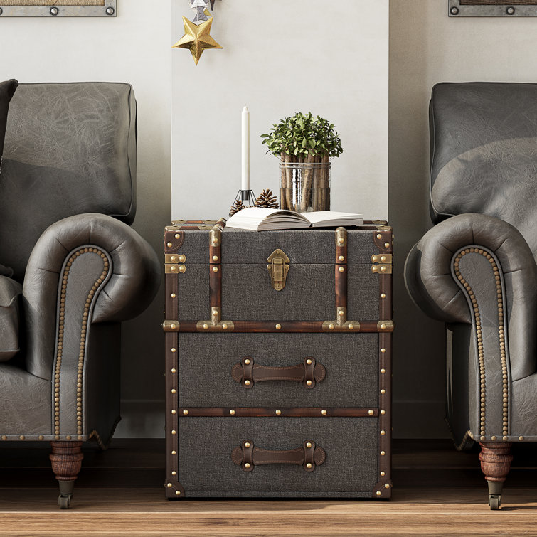 Trunk nightstand with drawers deals